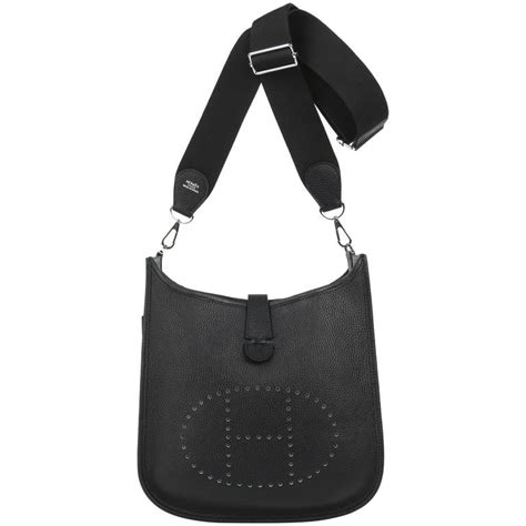 hermes black clemence leather evelyne iii gm bag|Hermes evelyne h logo.